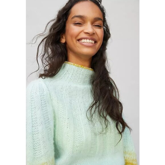 Anthropologie Perri Ombre Tunic Sweater / Small / Mint Purple Wool Alpaca Long - Picture 3 of 11